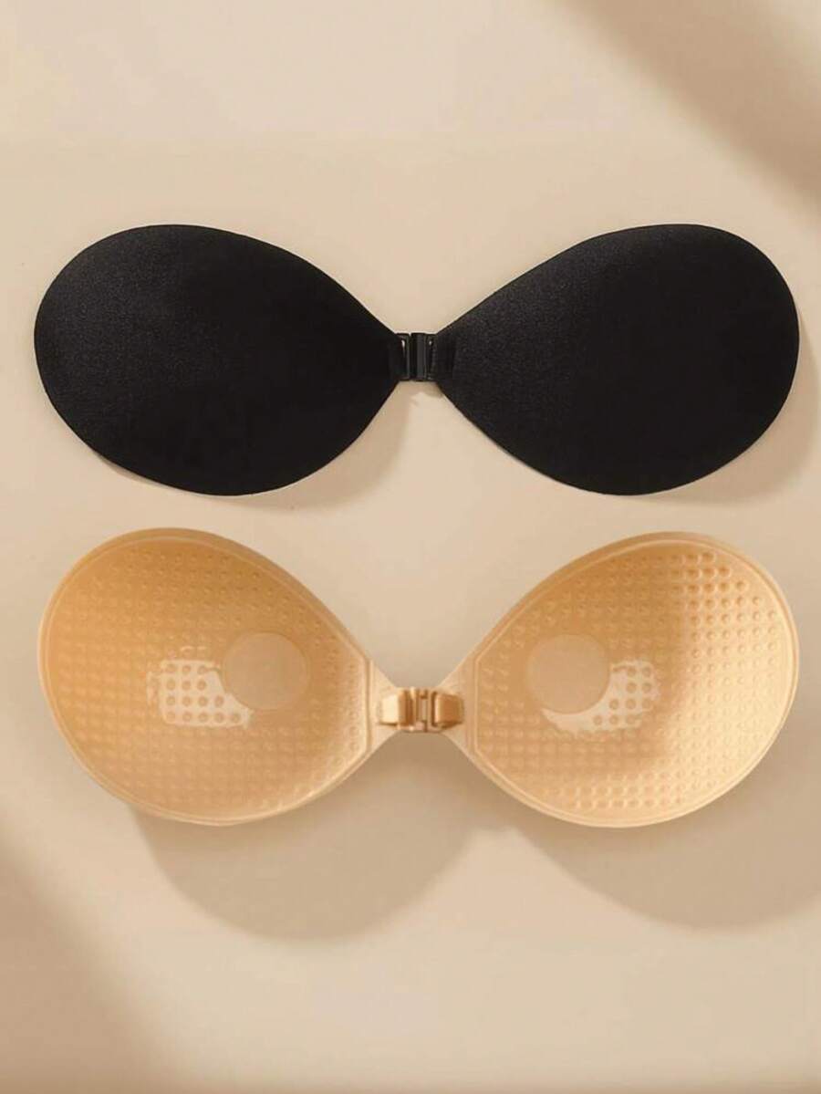 2/1 Pair Adhesive Push-Up Bras, Reusable Strapless Front Closure Invisible Nipple Covers, Women Lingerie & Accessories - Multicolor - View 1