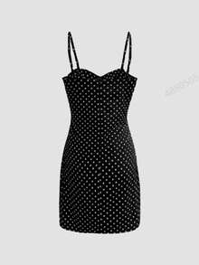 全新性感修身优雅迷你紧身吊带裙，夏季/波尔卡圆点连衣裙