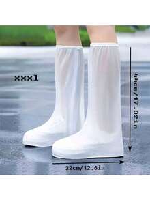 Waterproof Rain Shoe Covers, Calf-Length Shoe Covers, Thick Anti-Slip Durable Reusable Shoe Covers