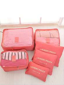 6pcs Travel Luggage Packing Cubes, Suitcase Clothes Storage Bag, Foldable Organizer Bag Shoes Bag Underwear Pouch - Grey - View 3