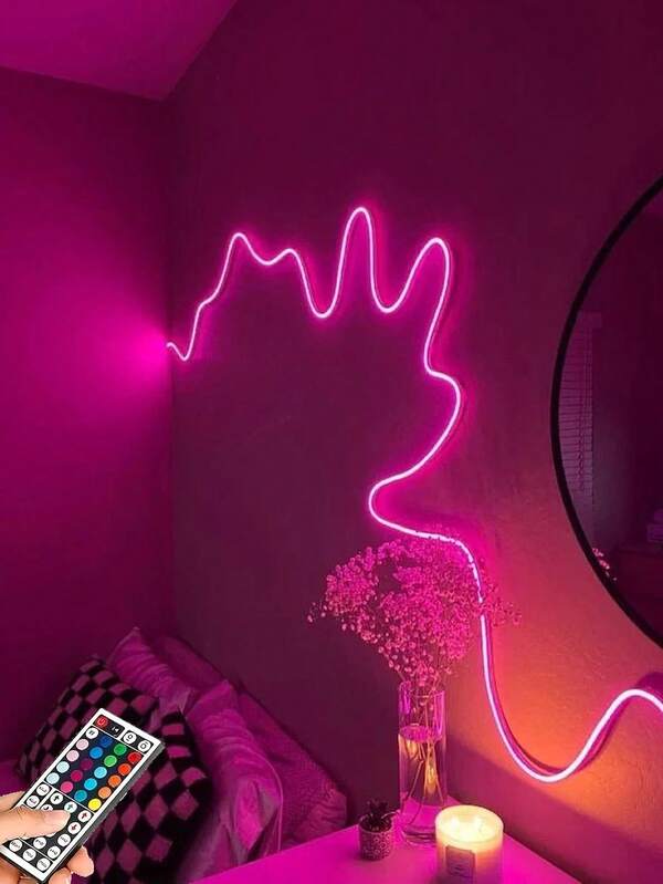 1PC Neon Flexible RGB LED Neon Light Strip With Remote Control- Color-Changing Neon For Bedrooms, Sofas, Game Settings And Home Theater Decor Perfect For Holiday Decorations