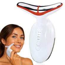 New Face And Neck Massage Tool, 7 Color LED Ladies Skin Care Facial Massager For Facial Skin Care - White, 500mAh Lithium Battery