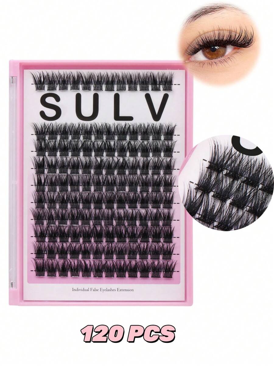 Sulv 120 片 10 排单根假睫毛延长 8-22 毫米 可选择簇状睫毛延长 - 黑色 - 查看 1