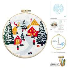 Christmas Embroidery DIY Kit [Bells/Red Truck/Christmas Tree], Includes Embroidery Frame, Needle, Thread, Printed Fabric, Beginner Cross Stitch Set, Christmas Decor Handmade Gift, Limited Time Offer