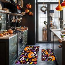 1pc Thickened 0.47 Inch/1.2cm Happy Cute Colour Skull And Musical Instruments Pattern Kitchen Mat, Non-Slip Polyester Floor Mat, Entrance Door Mat, Suitable For Laundry Room, Bedroom, Game Room Day Of The Dead Decoration - Multicolor - View 2