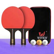 Long Handle Table Tennis Racket Set - With Storage Bag And 3 Ping Pong Balls, Portable Table Tennis Racket Set, Premium Table Tennis Player Set For Indoor And Outdoor Play - 2 Long-handled Rackets With 3 Balls and Storage Bag - View 7