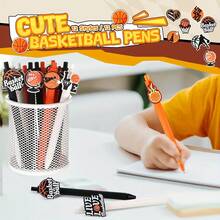 1 pieza/6 piezas/12 piezas/24 piezas Bolígrafo de baloncesto, bolígrafo con tema deportivo, regalo de cumpleaños, bolígrafo de escritura de baloncesto, bolígrafo de tinta negra a granel, regalo de papelería para estudiantes, favor de fiesta de oficina y aula, vuelta a la escuela - Multicolor - Ver 3