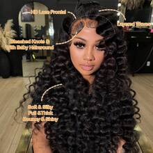 NARNI 30 Inch 250% Density 13x4 HD Loose Deep Wave Lace Front Wigs Human Hair Pre Plucked Loose Wave Transparent Lace Frontal Wigs Human Hair 12A Glueless Wigs Human Hair Pre Plucked With Baby Hair For Women - Natural Black - Xem 5