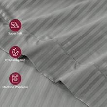 Lux Decor 4 Pc Stripe Bed Sheets, High GSM Brushed Microfiber Bedding Set With Deep Pocket Fitted Sheet & Pillowcases. Soft, Breathable, Hypoallergenic, Easy Care, And Wrinkle Resistant For Year-Round Comfort And A Classic Hotel-Quality Look. - 灰色 - 查看 9
