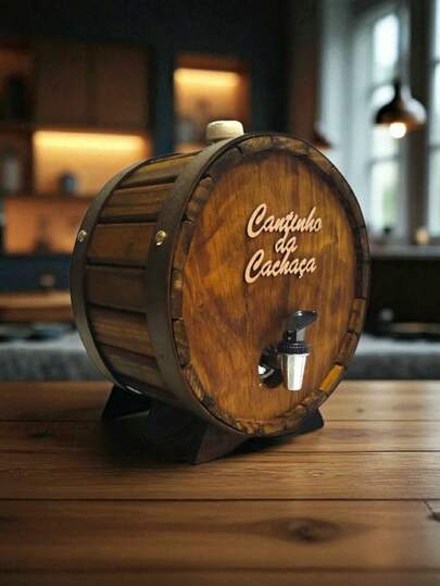 Pingometro Rustico Gordinho de Madeira Com Garrafa de Vidro de 1 litro