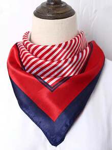 1pc Navy Silk Scarf, Professional Stewardess Small Neckerchief, New Women Fashion Versatile Scarf Tie For Bag Decor, Ribbon Accessory Necktie For Dress,Beach,Holiday - Multicolor - View 2