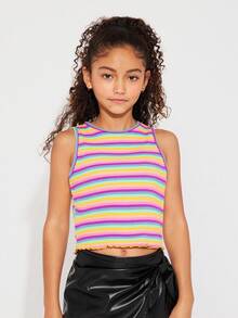 Radiana Tween Girl 条纹生菜边背心 - 彩色 - 查看 1