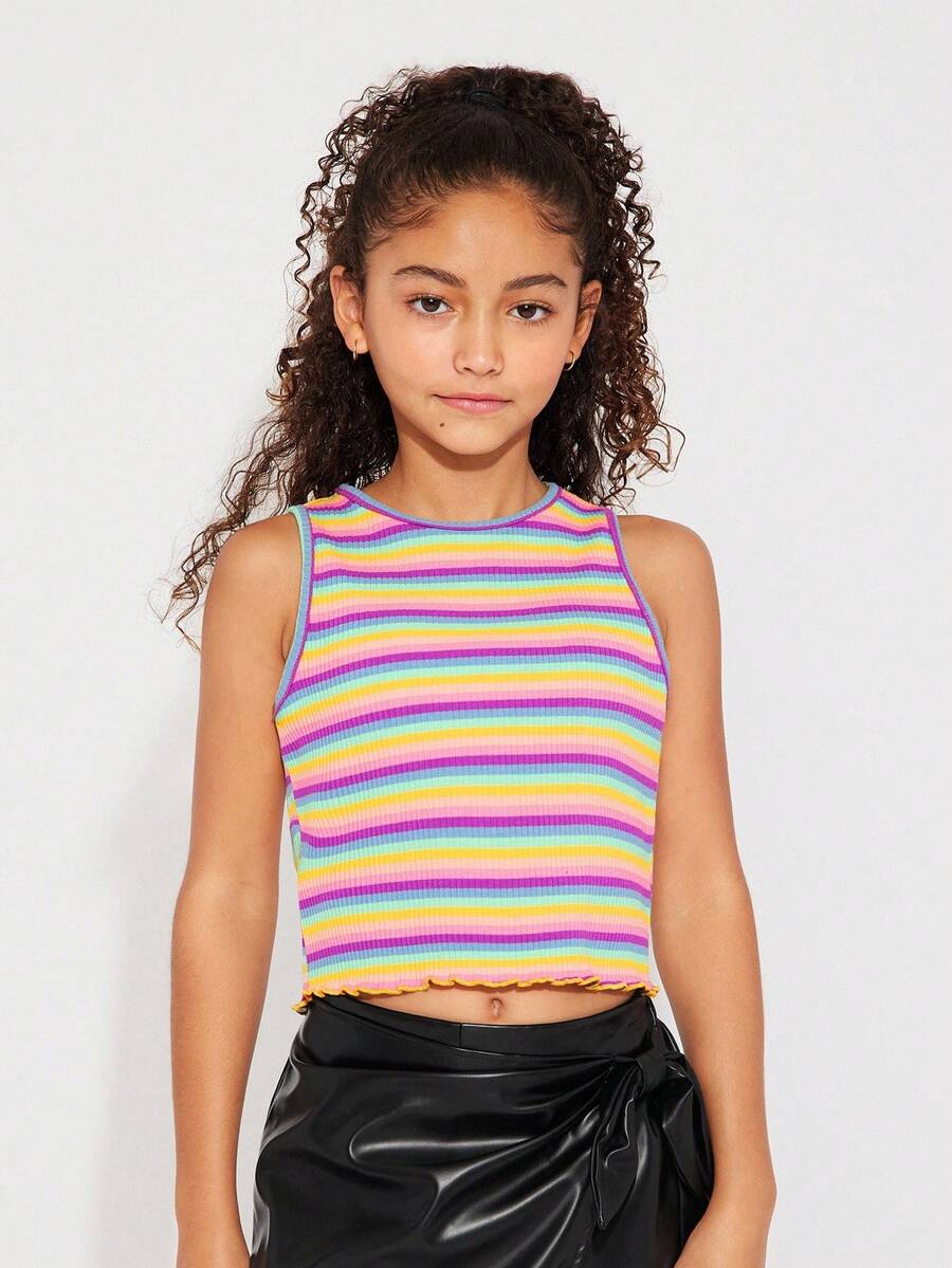 Radiana Tween Girl 条纹生菜边背心 - 彩色 - 查看 1