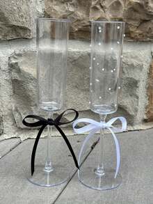 亚克力香槟杯，新娘派对酒杯，香槟杯，伴娘，新娘，不易碎香槟杯，可重复使用的香槟祝酒杯，优雅的塑料马提尼杯 - 完美适用于鸡尾酒、香槟和甜点 - 可重复使用，慕斯杯，适合婚礼、派对、酒吧、万圣节和圣诞节派对 - 彩色 - 查看 6