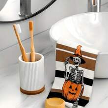 1 Set/1 Stück/2 Stücke Halloween Kürbis Schädel Muster Geschirrtücher, geeignet für Restaurants, Küchen, Badezimmer, tägliche Dekoration, tägliche Familienfeiern, Heimdekoration und bunte Haushaltsgegenstände. Sie können auch als Geschenke verwendet werden. - Verschiedenfarbig - Übersicht 3