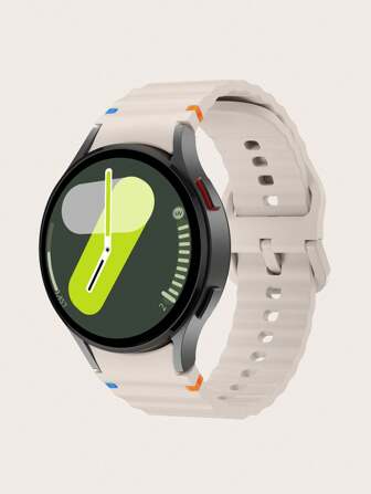 1 件星光色硅胶撞色缝线波浪纹智能手表表带，兼容三星 Galaxy Watch 4/5/6/7 40mm/42mm/43mm/44mm/45mm/46mm/47mm/5 Pro