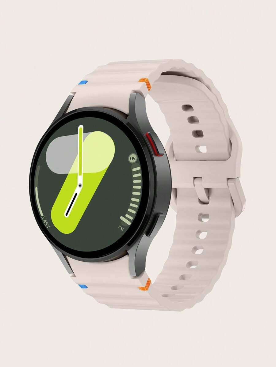 1pc Starry Color Silicone Contrast Stitching Wavy Pattern Smart Watch Band Compatible With Samsung Galaxy Watch 4/5/6/7 40mm/42mm/43mm/44mm/45mm/46mm/47mm/5 Pro