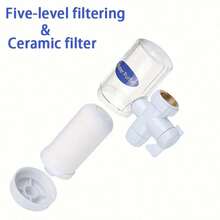 Faucet Water Filter - No Electricity Required, Easy To Install Tap Water Filter With Replaceable Ceramic Filter Cartridge, White Plastic Design, Compact Size, Efficient Filtration, Suitable For Household Drinking Water, Durable Structure, Essential For Healthy Home