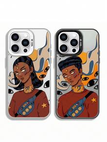 Illustrated Character Pattern Phone Case, Shockproof Creative Matte Frosted Phone Cover, Holiday Gift For Kids, Compatible With IPhone, Infinix, Honor, Vivo, Redmi, OPPO, Realme - Multicolor - View 3