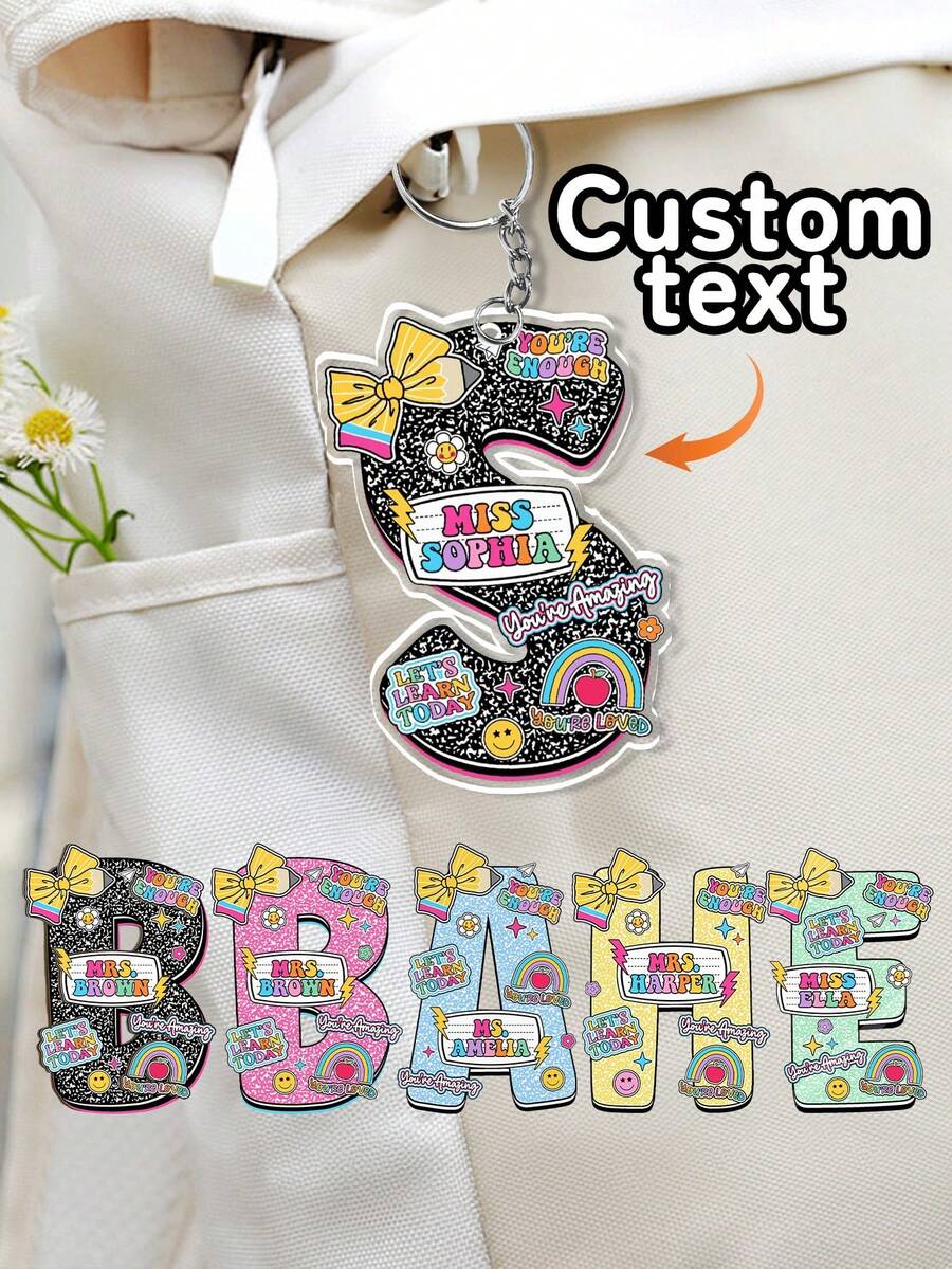 1pc Custom Teacher Keychain Composition Book Keychain, Personalized ...