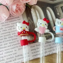 Sanrio Lindas tapas de silicona para pajitas, aptas para vasos a cuadros con pajitas, tapas para pajitas compatibles con tumblers de 30oz y 40oz, adorable protector de tapa de silicona, se ajusta a accesorios de vasos de 0.4 pulgadas/10mm