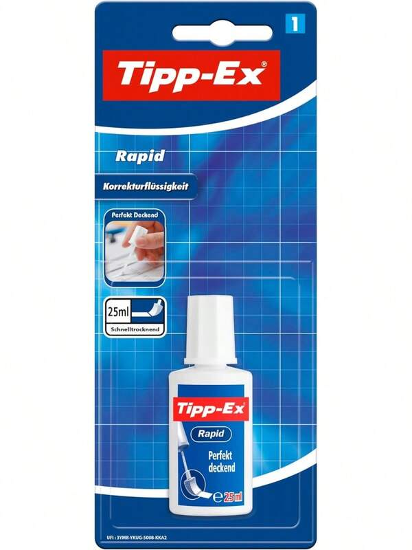 Tipp-Ex Rapid, Correction Fluid Bottle, High Quality Correction Fluid, 20ml, Ideal For School, White, Pack Of 1
