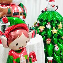 1 quả bóng bay Giáng sinh, Ông già Noel đứng cỡ lớn, Yêu tinh Giáng sinh, Nơ, Kẹo, Nạng, Gấu nhỏ, Nai sừng tấm, Đồ trang trí ngày lễ, Bối cảnh tiệc, Sinh nhật màu đỏ và xanh lá cây - Bóng bay Giáng sinh - Xem 5