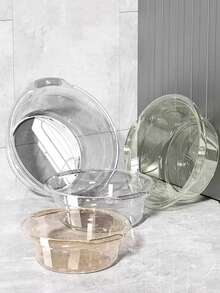 1pc加厚塑料盆家用洗菜盆学生宿舍洗脸盆洗衣盆塑料碗耐用厨房洗菜盆透明盆透明洗脸盆透明洗菜盆碗