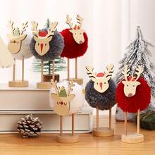 Christmas Decorative Reindeer Desktop Ornaments, Wool Felt Figurines For Store Display, Mini Window Decor