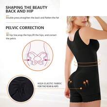 Large Faja ColombianaTight Fitting Bodysuit, Postpartum Abdominal Belt, Abdominal Tension, Waist Lift, Hip Leggings, Lace Decoration, Front Button Control, Abdominal Shaping Shorts - 黑色 - 查看 6