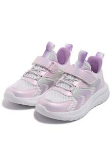 1 Pair Fashionable, Comfortable And Lightweight Spring Children's Sports Shoes, Summer Mesh Hollow Big Kids Running Shoes, Students' Daily Wear Anti-Slip Durable EVA Outsole, Mold Shaping Stable Fit, Soft Sole Glossy, Suitable For Daily Wear And Running - Purple - View 6