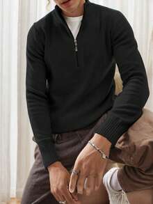 hoteel Winter Zipper Turtleneck Sweater Men Clothing Thick Warm Knitwear Wool Cashmere Pullover Male - 黑色 - 查看 4