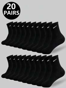 1 双/5 双/6 双女士休闲长袜，简单舒适日常穿着男女通用中筒袜，秋季袜子