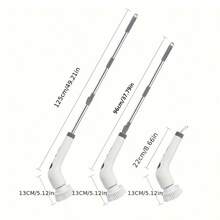 Rechargeable Rotating Cleaning Brush, Wireless Electric Bath And Kitchen Tile Cleaning Brush With LED Display, 2 Speed Settings, 7 Replaceable Cleaning Heads, Adjustable And Detachable Long Handle, Battery Capacity: 2000mAh - White - View 10