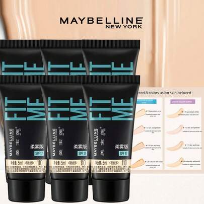 Maybelline 美宝莲 Fit Me Matte + Poreless 粉底液迷你装，5ml*6 片，半哑光效果，控油，保湿