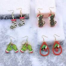 2pcs Cartoon Creative Letter Shaped Earrings, Asymmetric Acrylic HOHO Letter Earrings, Suitable For Daily Wear, Street Style, Holiday Parties, Gift For Friends, Christmas, Halloween (No Card Included)