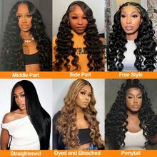 NARNI 30 Inch 250% Density 13x4 HD Loose Deep Wave Lace Front Wigs Human Hair Pre Plucked Loose Wave Transparent Lace Frontal Wigs Human Hair 12A Glueless Wigs Human Hair Pre Plucked With Baby Hair For Women - Natural Black - Xem 10