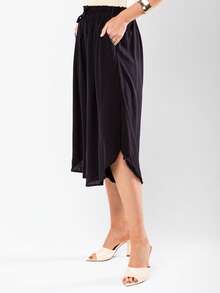 JIN SER Pentacurt Viscose Skirt Has Pocket - Black - View 7