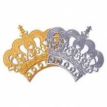 1pc Gold/Silver Hollow Crown Embroidered Applique, DIY Clothing Accessory - Multicolor - View 3