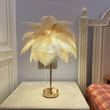 1pc USB Powered Feather Shaped Desk Lamp With Adjustable 3-Color LED Light. Can Be Used As DIY Decorative Lamp, Suitable For Bedside, Desk, Dining Room Lighting, Small Night Light, Romantic Wedding Atmosphere Lighting. European Style. Suitable For Bedroom, Living Room, Office Home Decor. Wedding Lighting. Valentine's Day Gift. - USB Powered - View 4