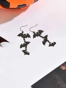 1 对万圣节新款女式耳环，趣味蝙蝠、蜘蛛、南瓜吊坠长款耳环，派对和节日独特配饰