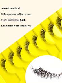 10 cặp mi giả dạng dải trong suốt, dài vừa phải, kiểu mắt mèo 3D, mi giả ngắn mềm mại như lông chồn, thích hợp cho khóe mắt ngoài, tạo vẻ trang điểm tự nhiên. - Mi tự nhiên - Xem 3