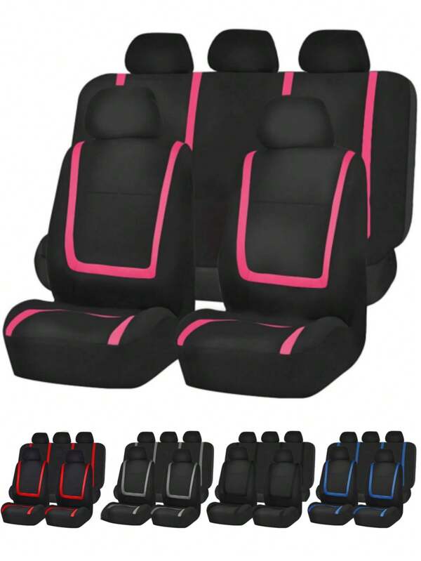 Coprisedili auto universali - Set completo da 9 pezzi, set da 4 pezzi (2 sedili), set da 2 pezzi (1 sedile) - Disegno a strisce a forma di U, antiscivolo e resistente all'usura, compatibile con airbag per auto, SUV, sedan, van - Facile da pulire e upgrade di stile per l'interno