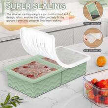 Silicone Freezer Tray For Soup With Lid - 2 Cup Soup Freezer Container Molds - Extra Large Ice Cube Tray - Silicone Freezer Food Molds For Freezing & Storing Soup, Sauce, Broth, Leftovers (2 Pack)-814352 - 綠色 - 查看 6