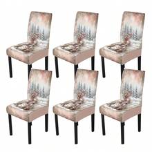 1/4/5/6/7/36件冬季雪人、浆果、松林印花椅套/座垫套装，适用于室内家居、餐厅、酒店，是现代日常装饰的理想之选。桌布适合方形餐桌，弹性椅套可水洗。 - ZYT-190 - 查看 18