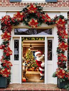 1 Stück, lustige Weihnachts-Türdekoration Banner, strapazierfähiger Polyester, Weihnachtsmann, Süßigkeiten, Elch, Geschenke und Glocken Design, Heim-Türdekoration, geeignet für Weihnachts-Türdekoration, Fenster-Dekoration, Foto-Requisiten