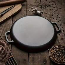 Multi-Function Cast Iron Non-Stick Griddle Cast Iron Pot , 28cm/11in Wok Even Heat Distribution,Durable And Warp-Resistant,Rust-Proof,Oven Suitable For Pizza,BBQ,Camping,Perfect Gift For Housewarming And Kitchen Enthusiasts. - Black - View 7