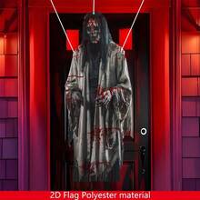 1 Piece, 2D Halloween Bride Flag, 15.8 Inches * 39.5 Inches, Halloween Horror Atmosphere Decoration Entrance Courtyard, Halloween Hanging Skull, Suitable For Courtyard Decoration, Halloween Decoration Flag