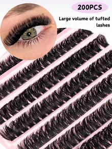 200PCS DIY Eyelash Extensions, D Curl Clusters Lashes,6-15mm Wispy Individual Eyelashes Extensions ,Natural Length,Wispy Thick Cluster Lashe,Thick And Voluminous,Segmented Eyelash ,DIY At Home - D - 查看 5