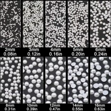 2 mm à 16 mm Perles rondes en ABS beige et blanc, cabochons de perles à moitié plats à moitié ronds, convenant pour la fabrication de bijoux DIY, l'artisanat, les accessoires, les vêtements, les chaussures, les sacs, la décoration des ongles et l'artisanat